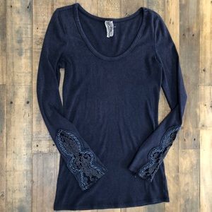 Free People Lace Sleeve Thermal Tunic